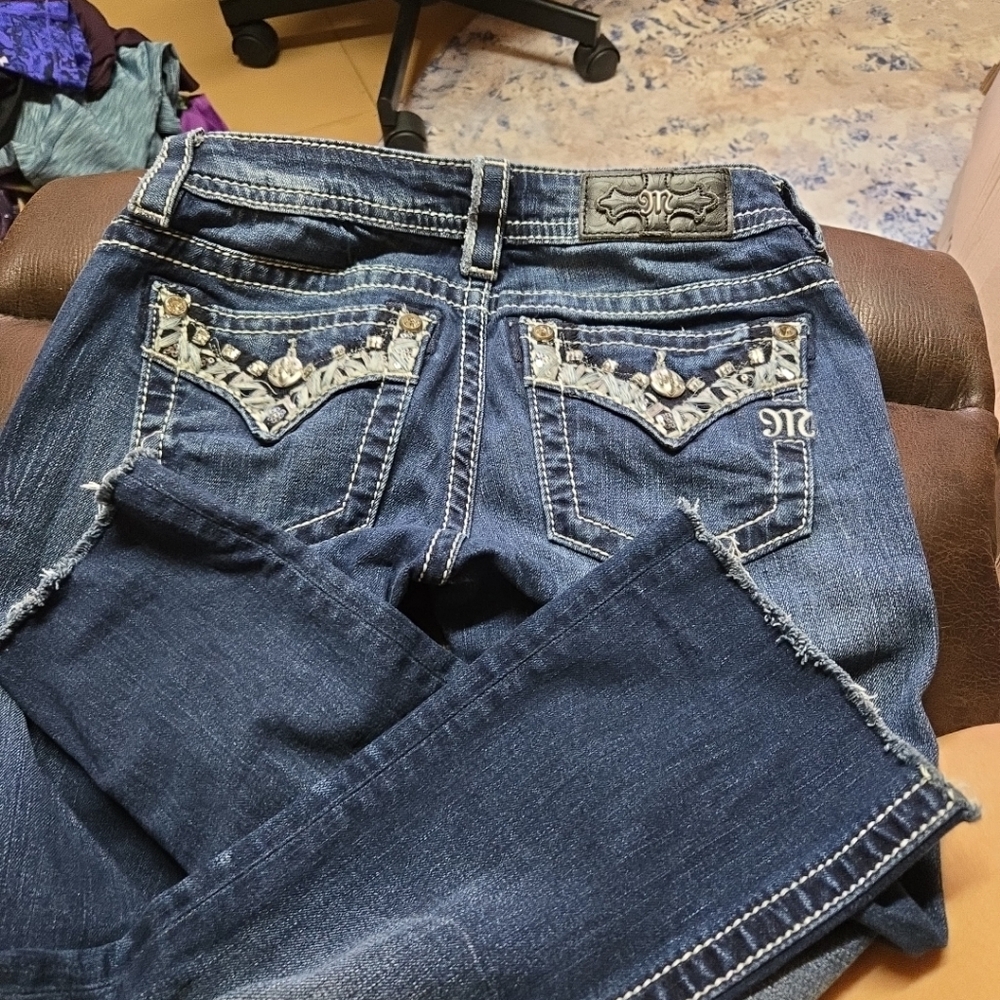 Women's MISS ME Boot Cut Jeans Sz 25 Embellished Pockets